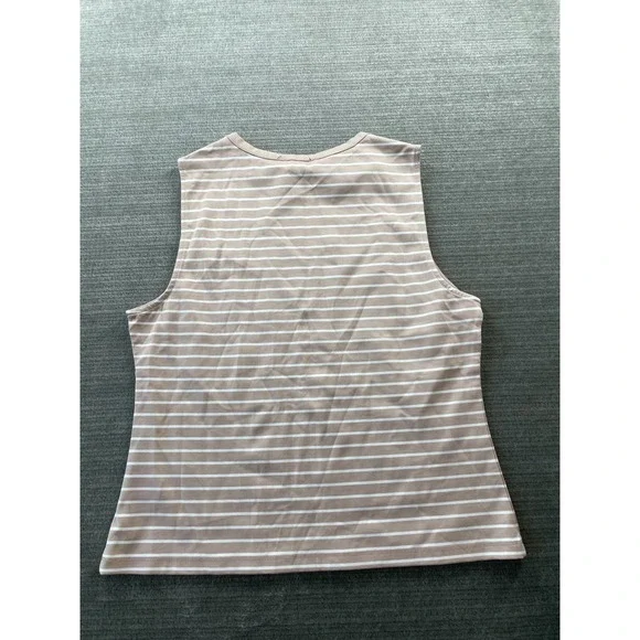 Rachel Zoe Tank Top Women L Beige Striped Sleeveless Casual Minimalist Office - Picture 7 of 10